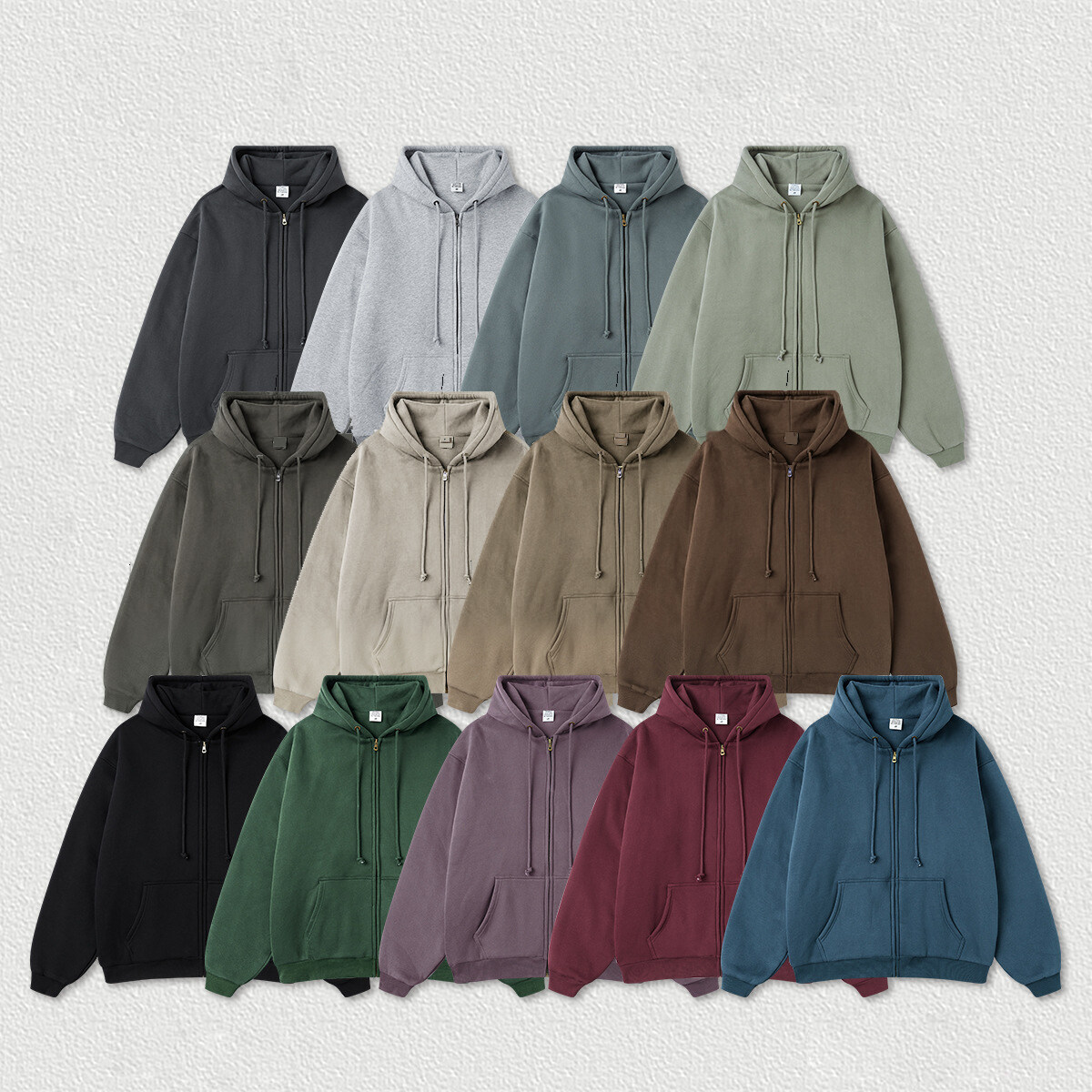 Winter Wholesale Heavy Thick 400GSM Cotton Fleece Custom Design Zipper Men's Hoodies Jacket