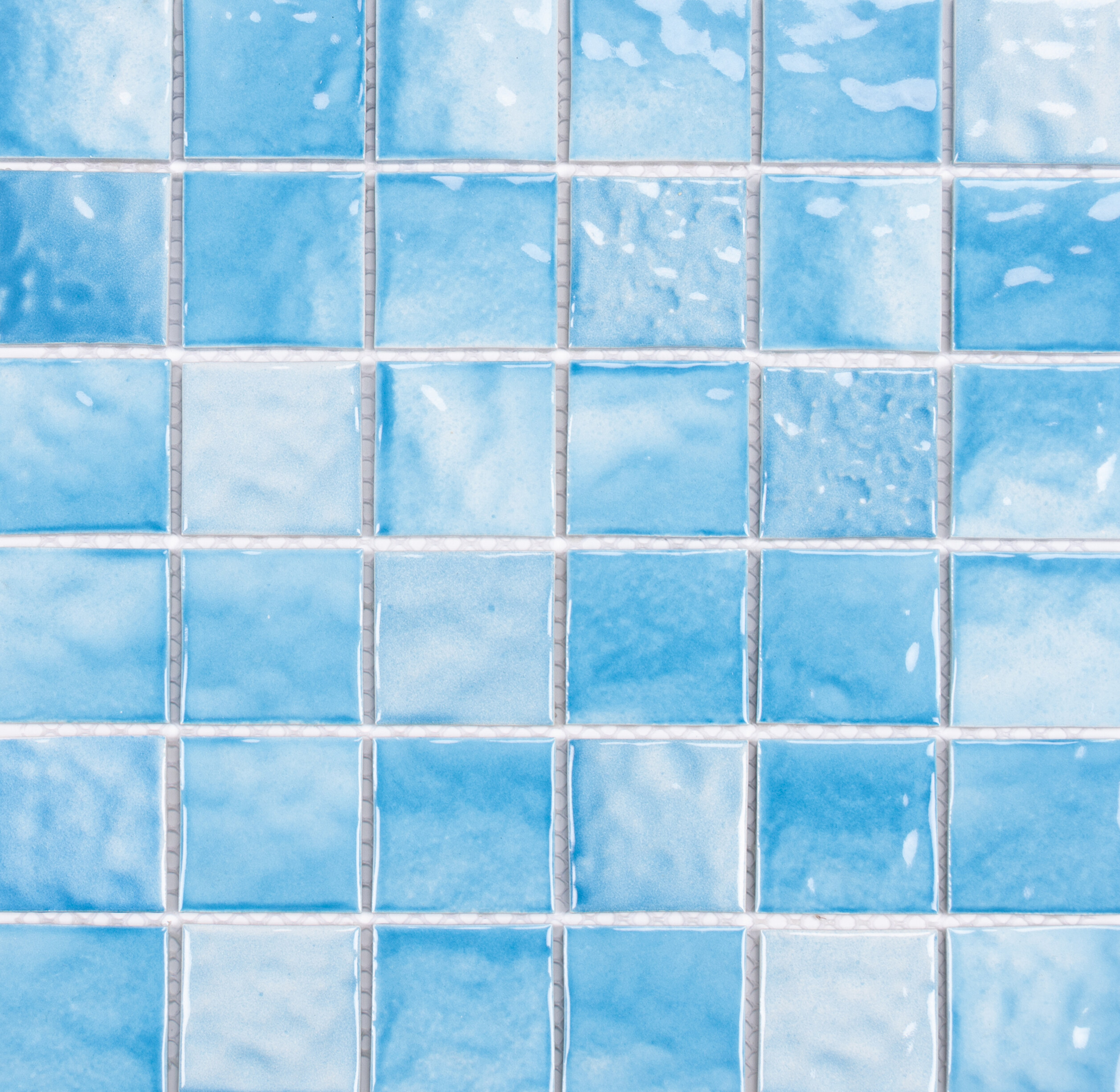 Wavy Blue Ceramic Glazed Swimming Pool Mosaic Tiles Porcelain Mosaic Pool Tile For Sale Factory Supply Ceramic Mosaic Pool