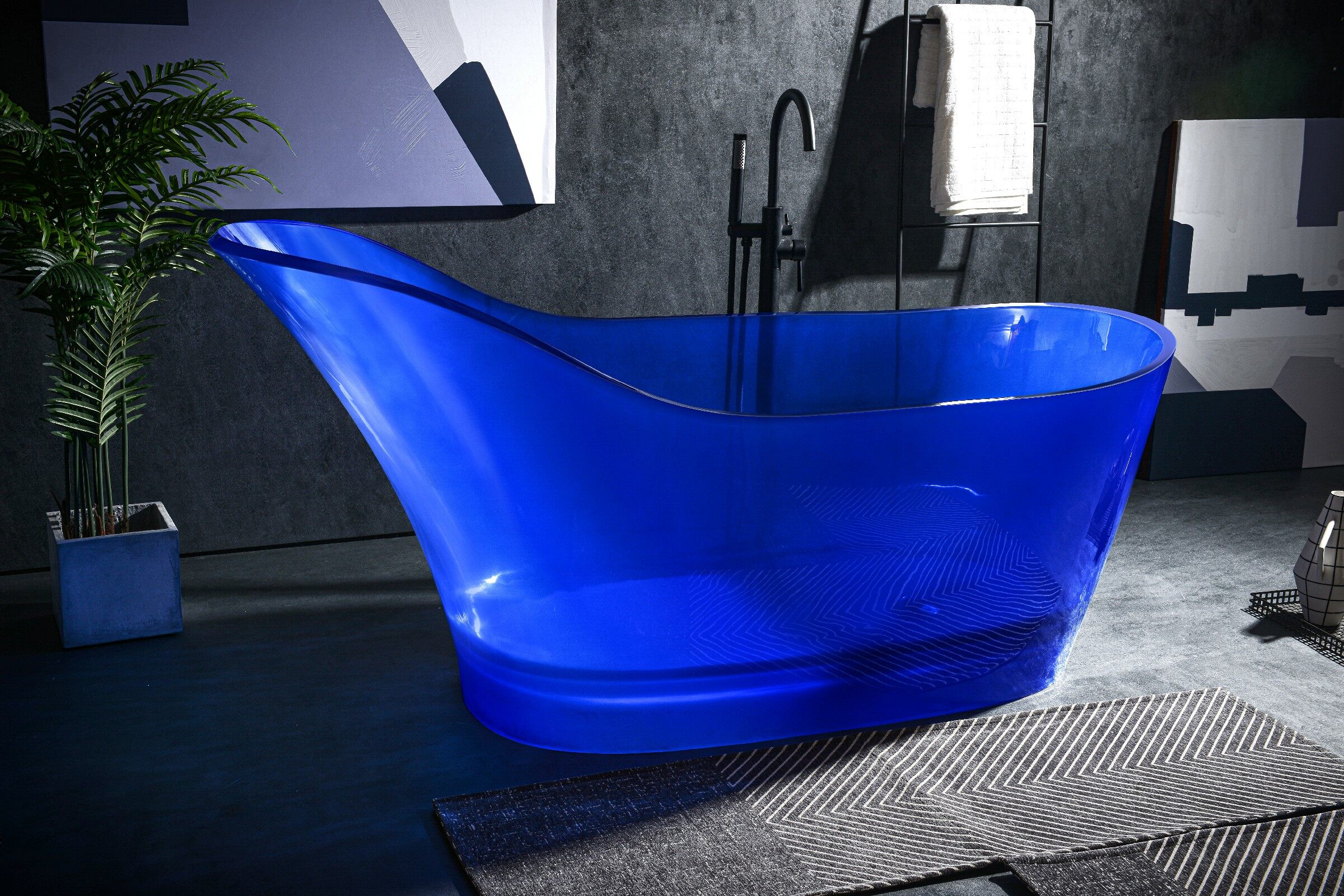 Latest Colorful Transparent Freestanding Soaking Hot Tub Crystal Clear Bathtubs Bathroom Pure Resin Bath Tub