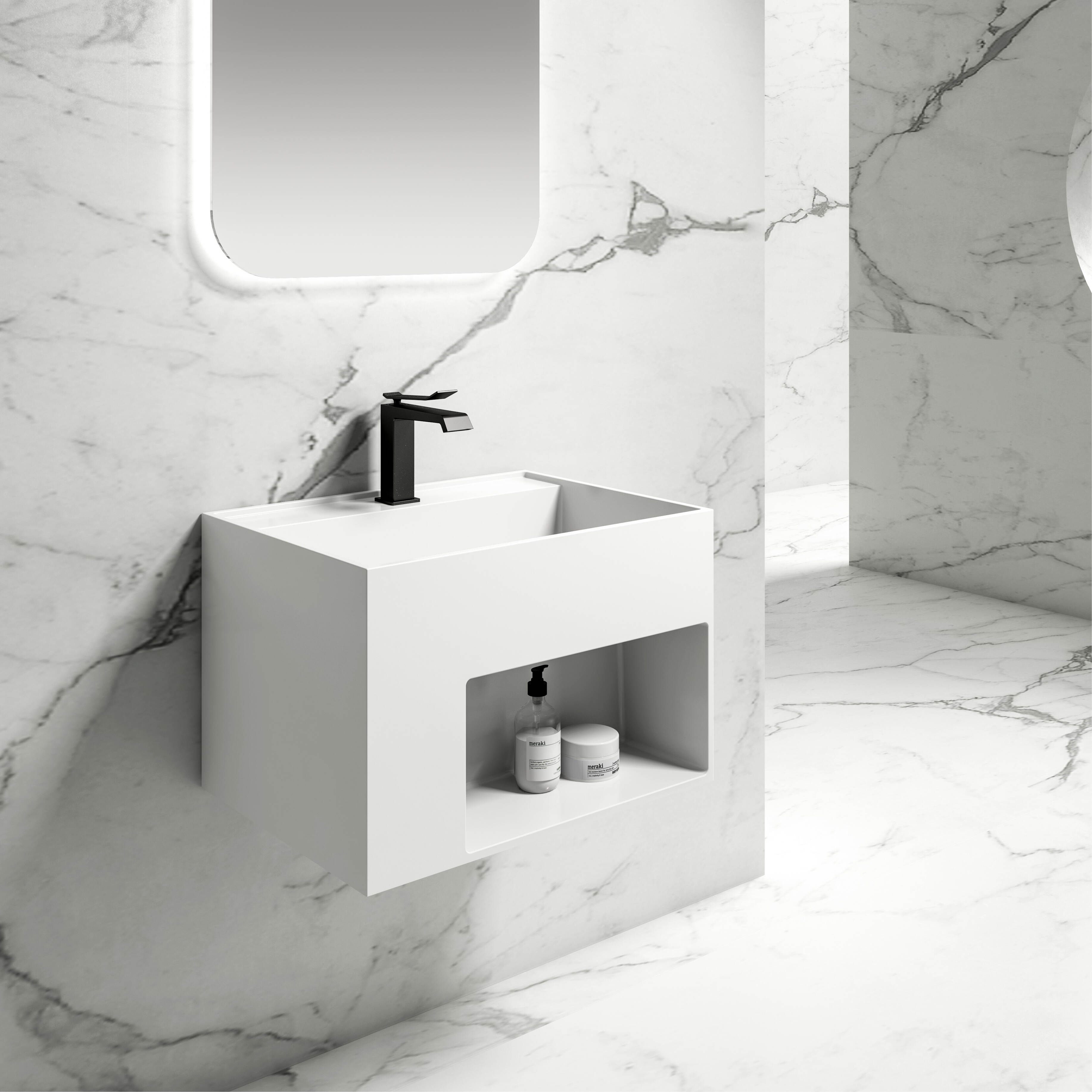 Modern Design Italien Acrylic Solid Surface Integral Wash Basin