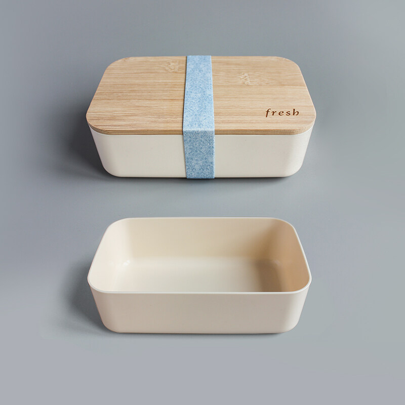 lunch food storage box with bamboo lid