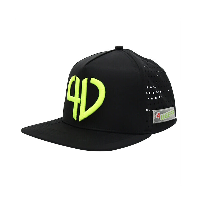 ODM five panel snapback cap with laser hole flat bill