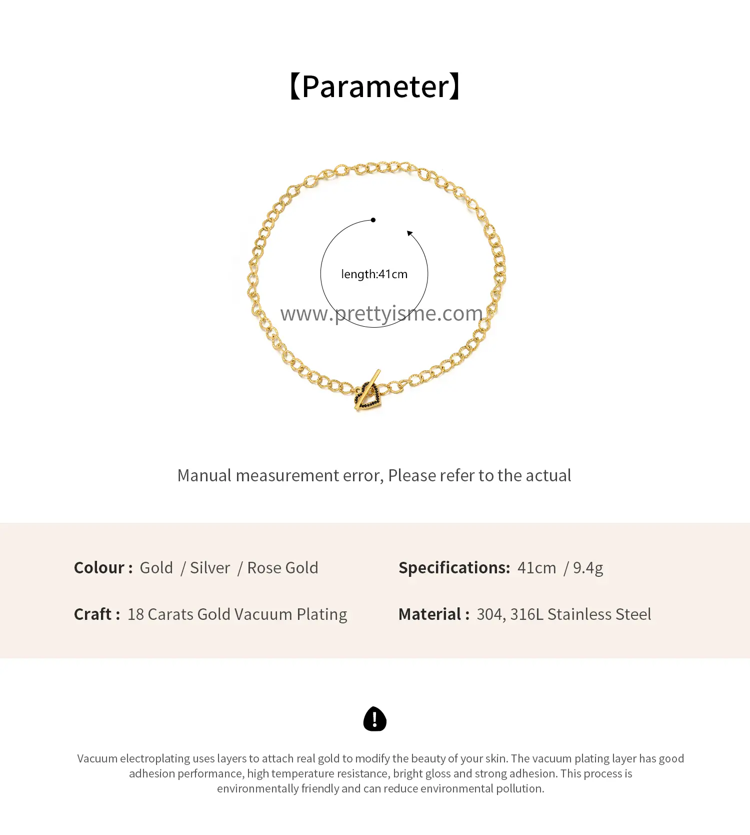 Black Heart Pendant Necklace Stainless Steel Gold Plated 18k OT Buckle (6).webp