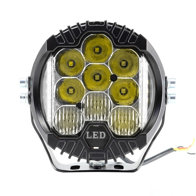 CYMAUTO 90W circular Wrangler headlights yellow SUV modified front bar lights