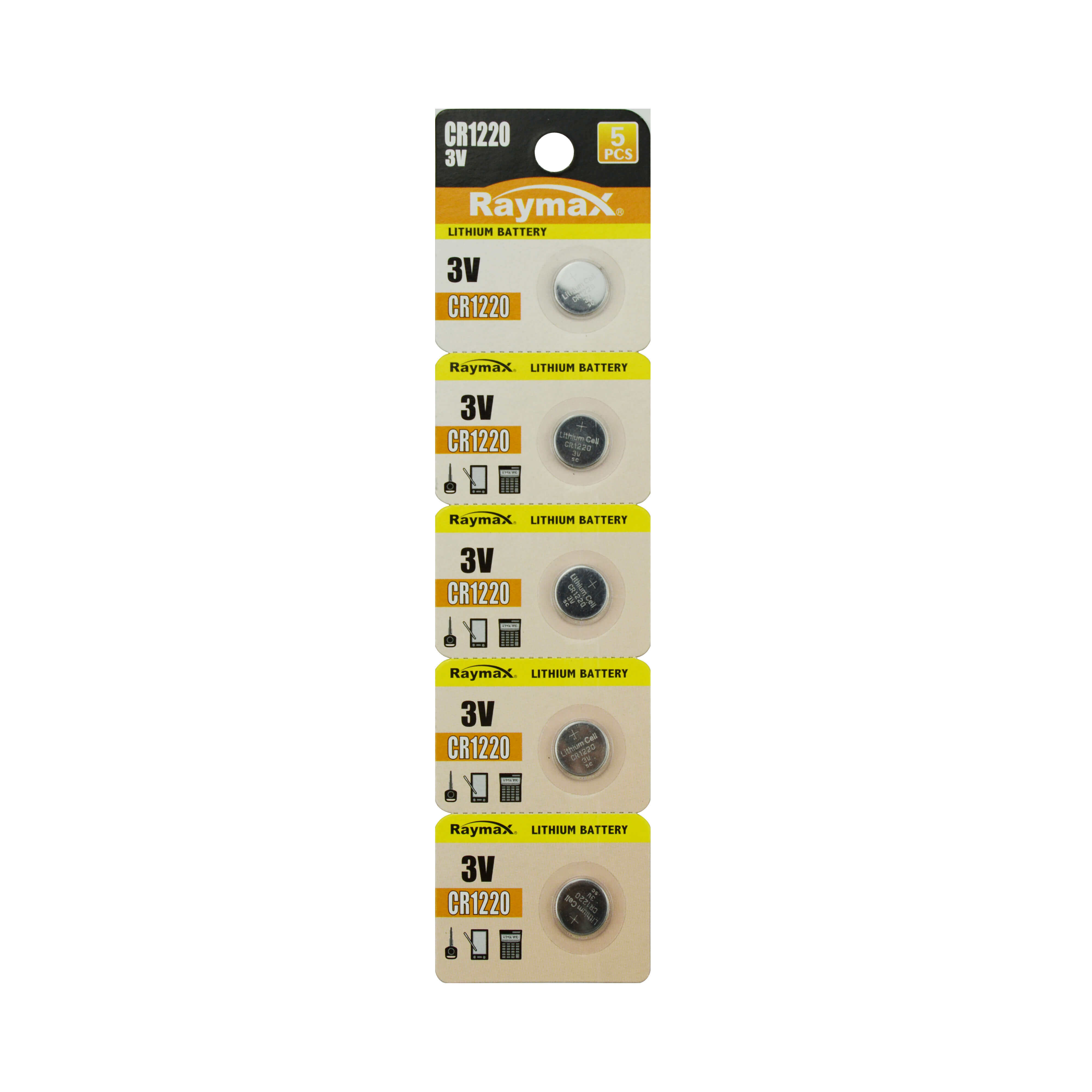 Raymax lithium button cell battery CR1220 5-pack
