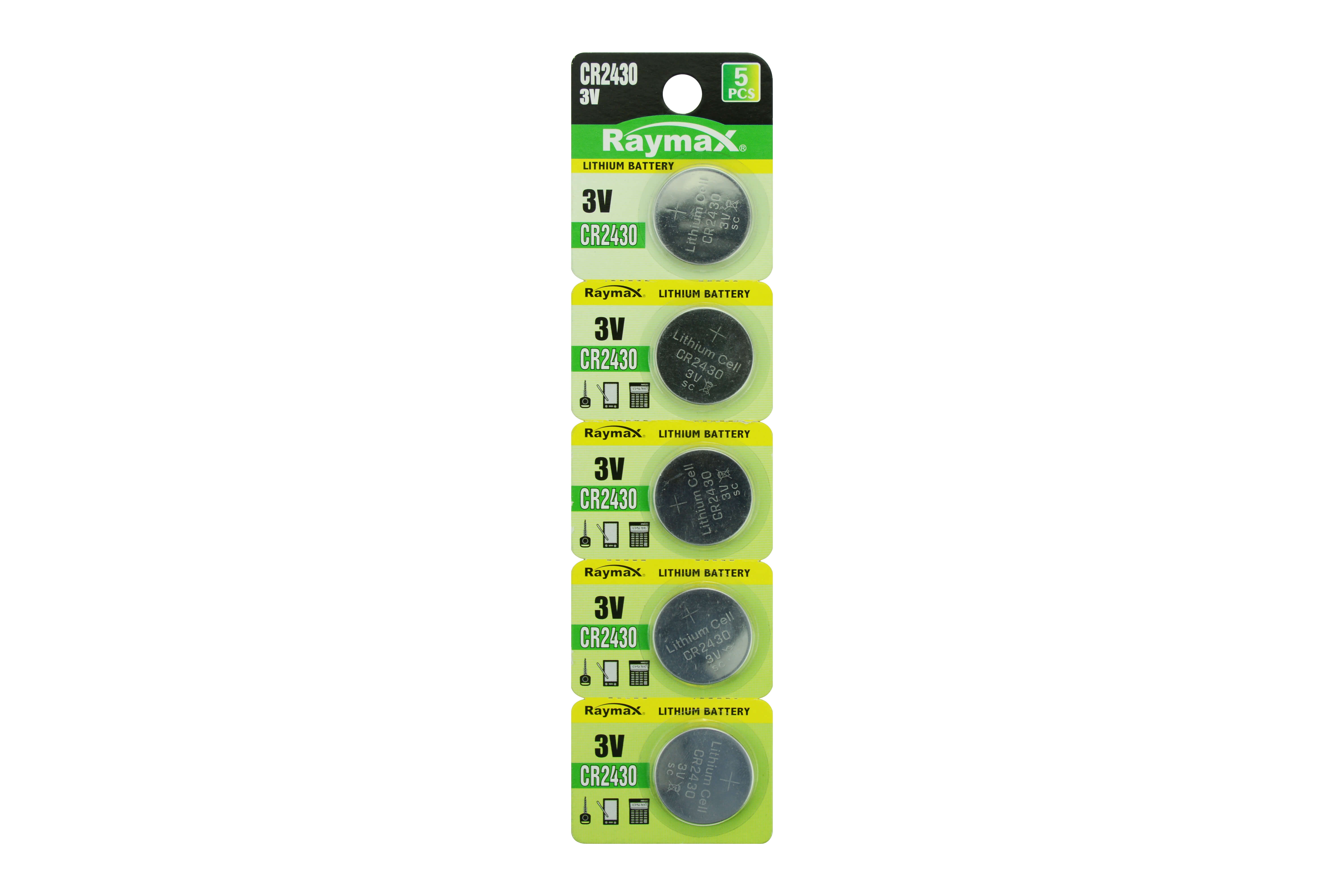 Raymax 3v lithium button battery CR2430 5-pack