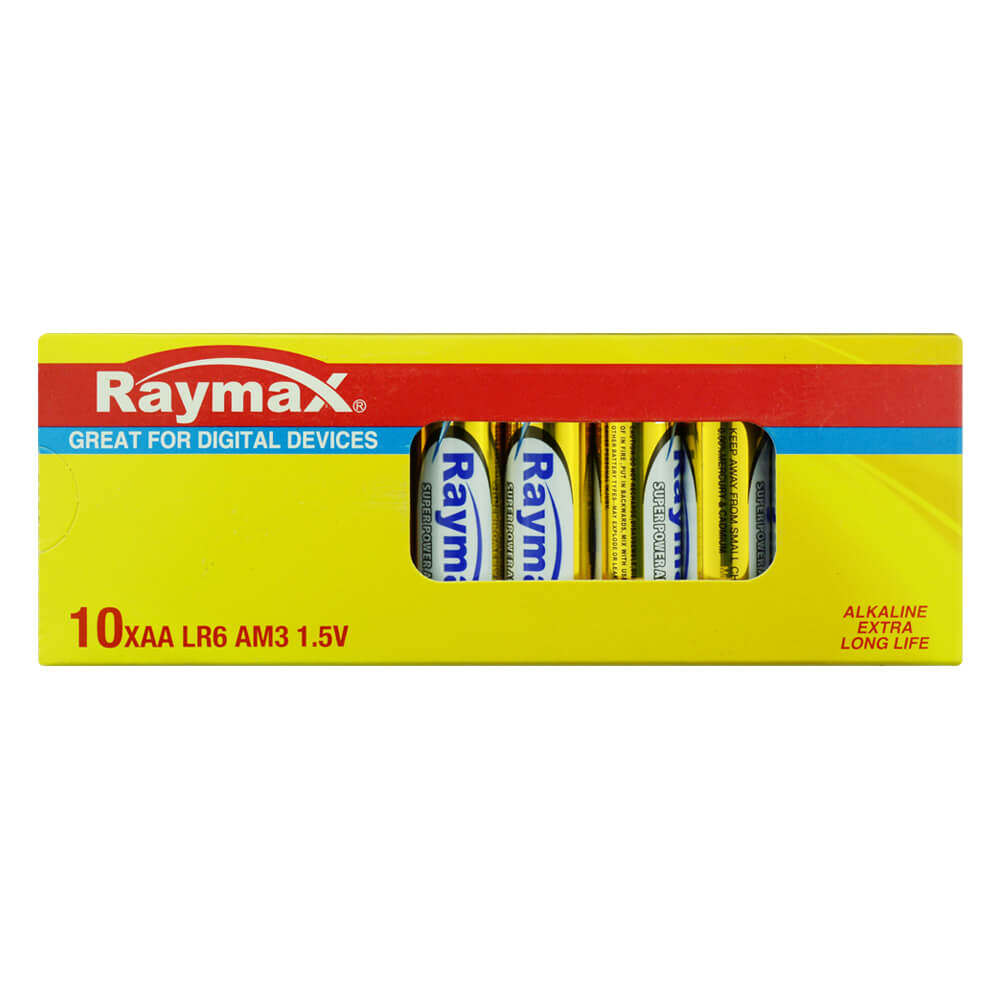 Raymax paper box wholesale LR6 AA um3 1.5V alkaline battery-10pcs value pack