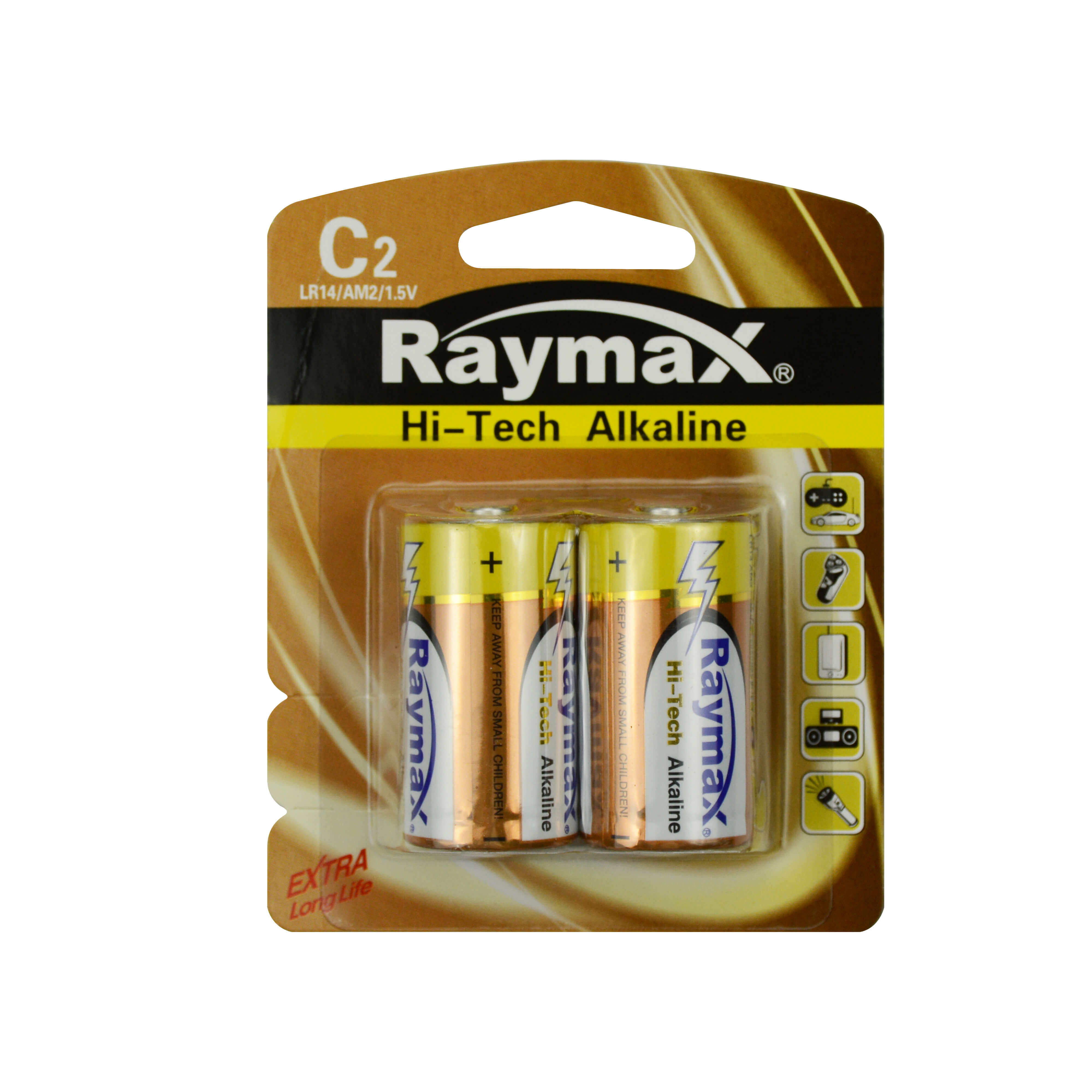 Raymax mercury free hi-tech alkaline battery C type  LR14 2 packs