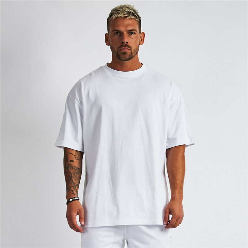 Good Quality Cotton Fit Blank Oversize Short Sleeve Fitness Top Sportswear  Men T Shirt