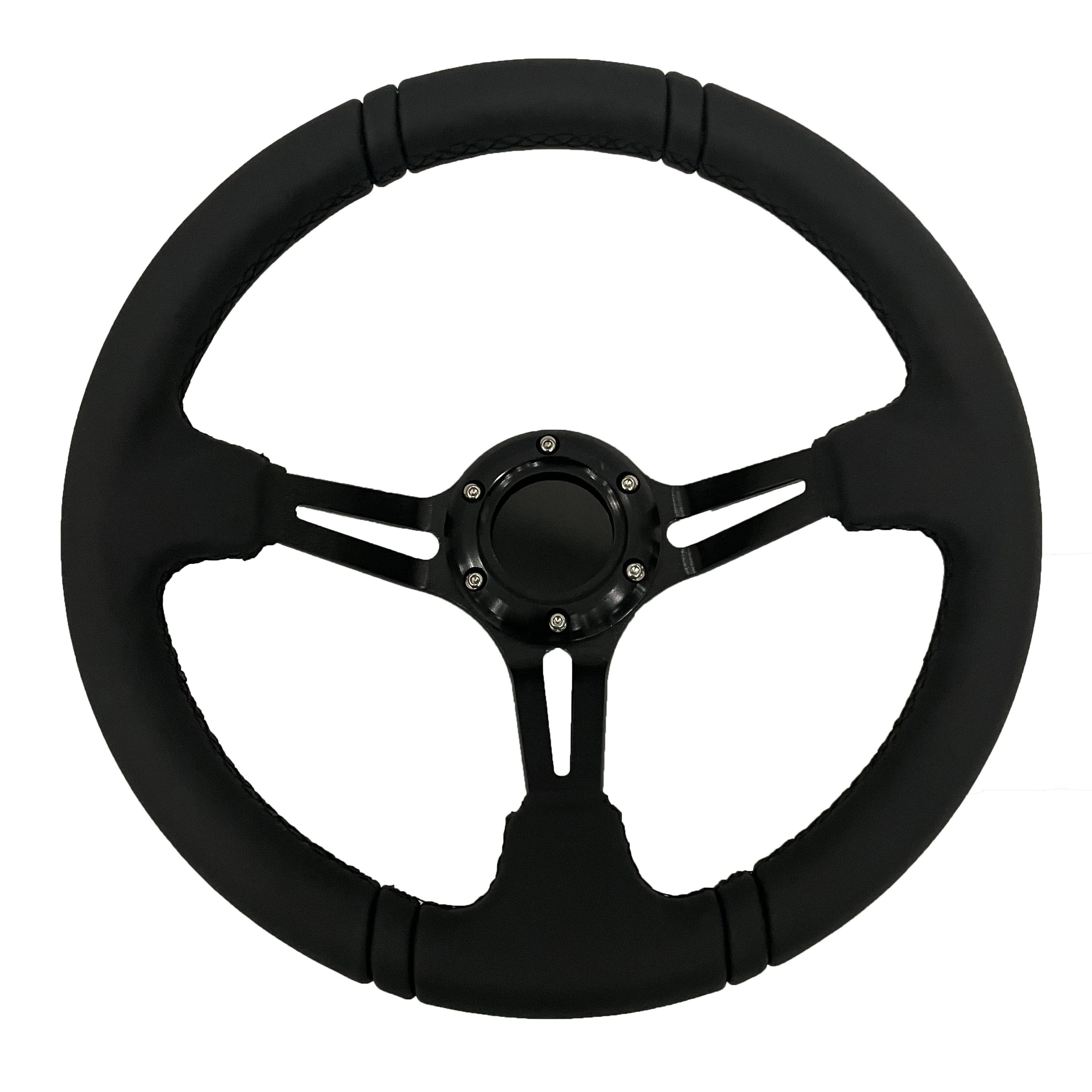 Deep Dish 90mm Oxidize Leather PVC Carbon Fiber Car Racing Steering Wheel