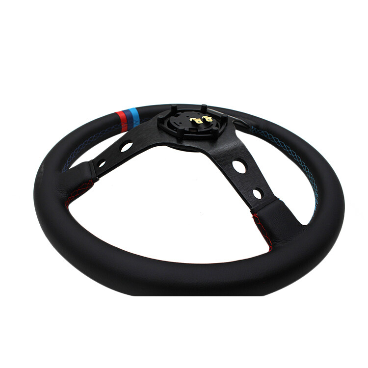 Leather 14 inche racing steering wheel, diy carbon fiber steering wheel