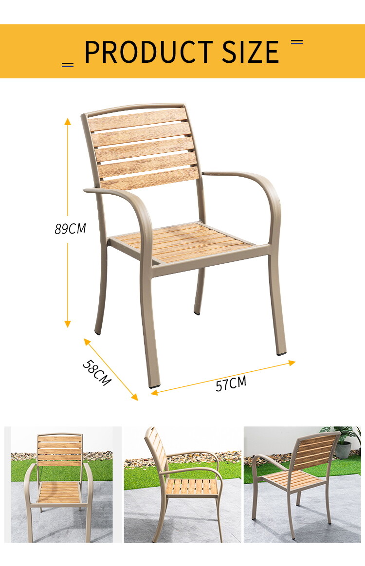 The spec of plastic wood garden chair 