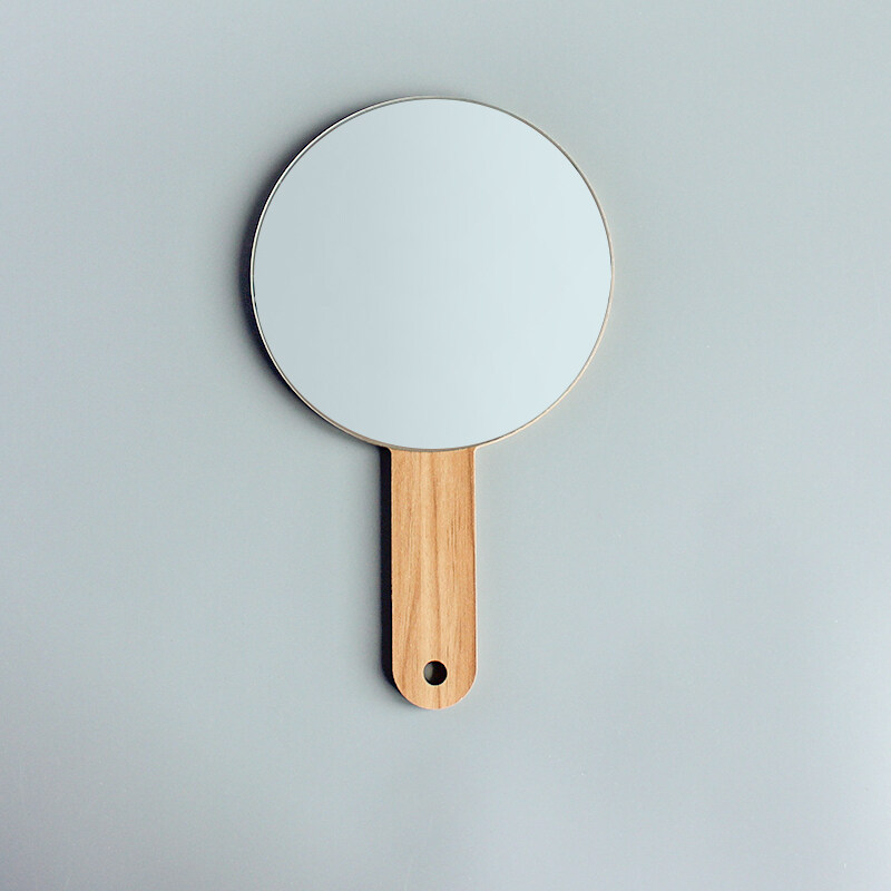 wood mirror with handle