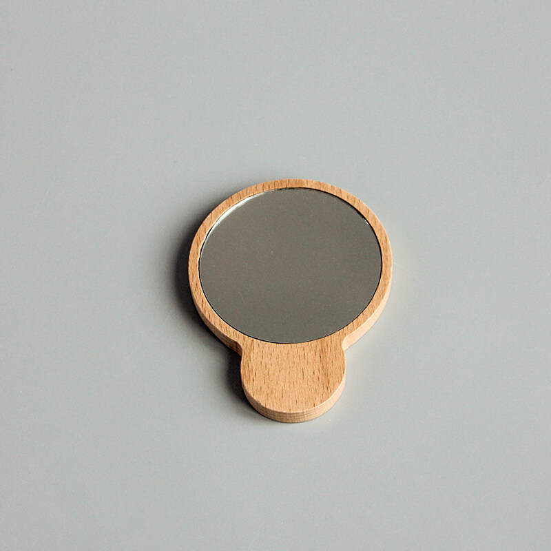 wood mirror with short handle