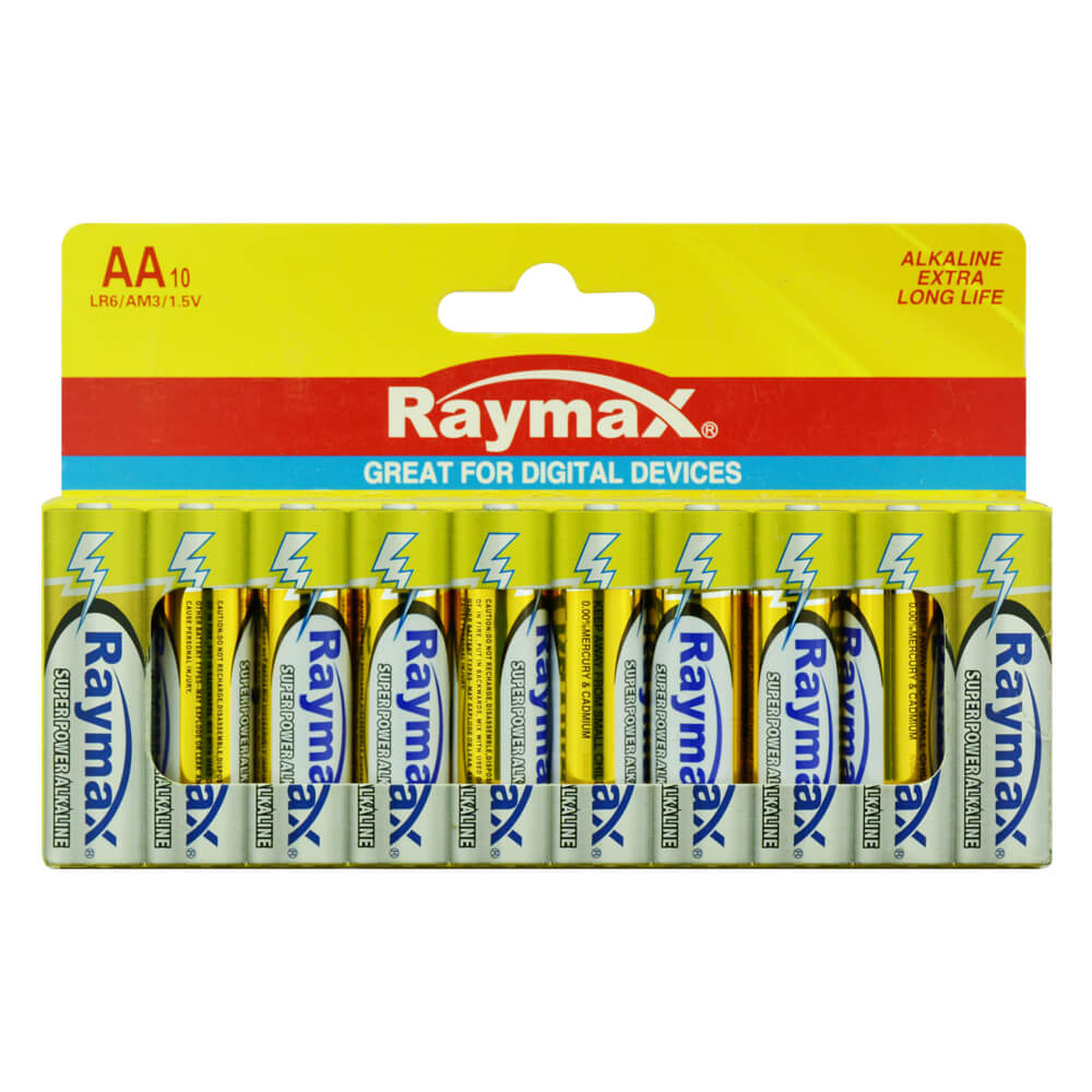 Raymax paper package OEM LR6 AA 1.5V wholesale alkaline battery 10pcs-pack
