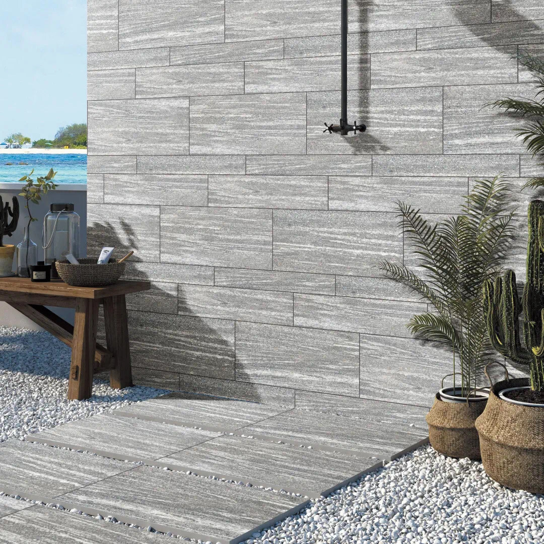 Exterior Tiles Supplier 2Cm Thick Non Slip Grey Outdoor Ceramic Porcelain Outside Garden Floor Wall Tile