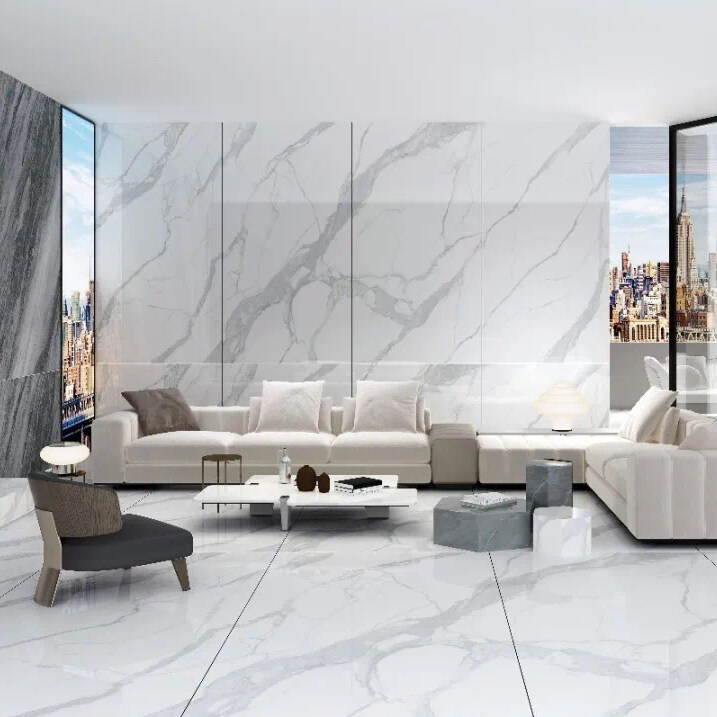 Extra Large 600X1200MM Turkish Glossy Large Size Full Polished Glazed Gray Sticky Floor Tiles For Living Room
