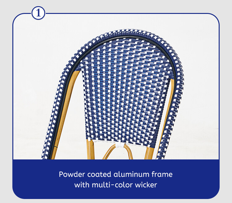 Multi-color bistro woven chairs