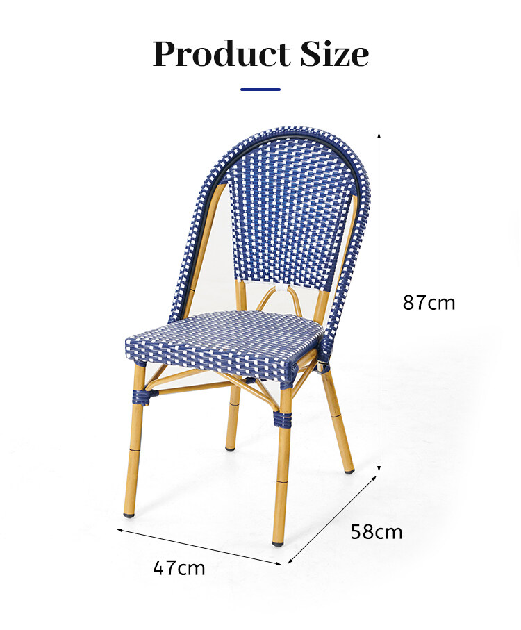 Size of bistro woven chairs