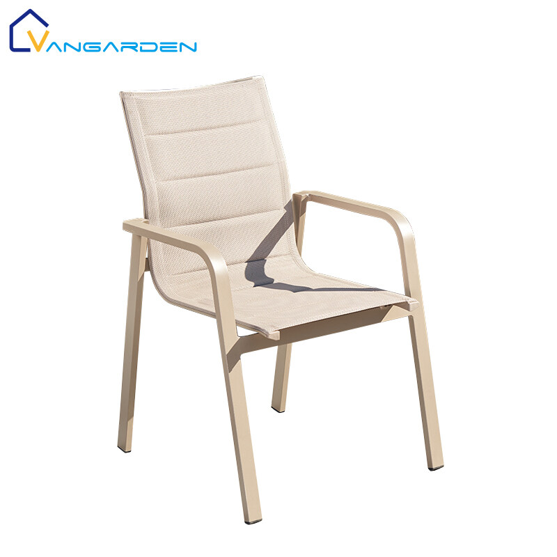 Comfortable Outdoor Waterproof Aluminum Dining Garden Mesh Fabric Teslin Chair