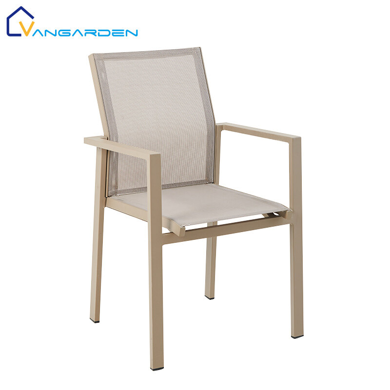 Outdoor Furniture Dining Armchair Stackable Modern Bench High Back Chair Garden