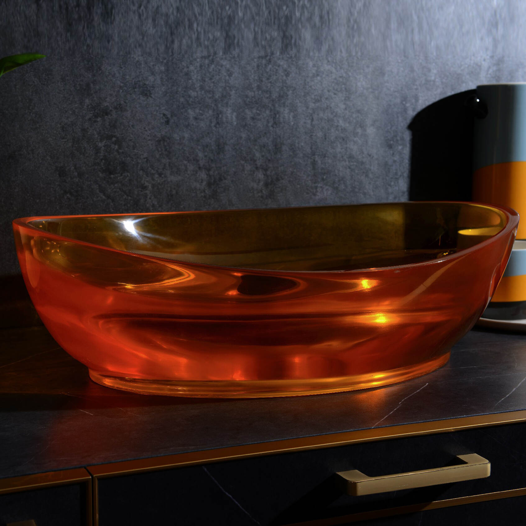 Counter Top Amber And Colorful Sink Bowl 