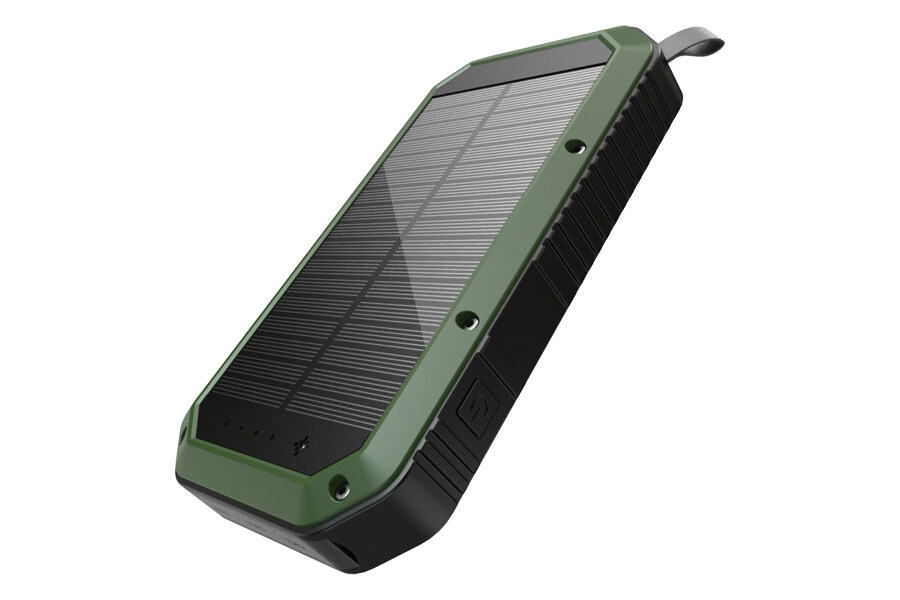 Waterproof Fast Charger Qi Wireless Solar Panel Power Bank with LED Camping Lights.