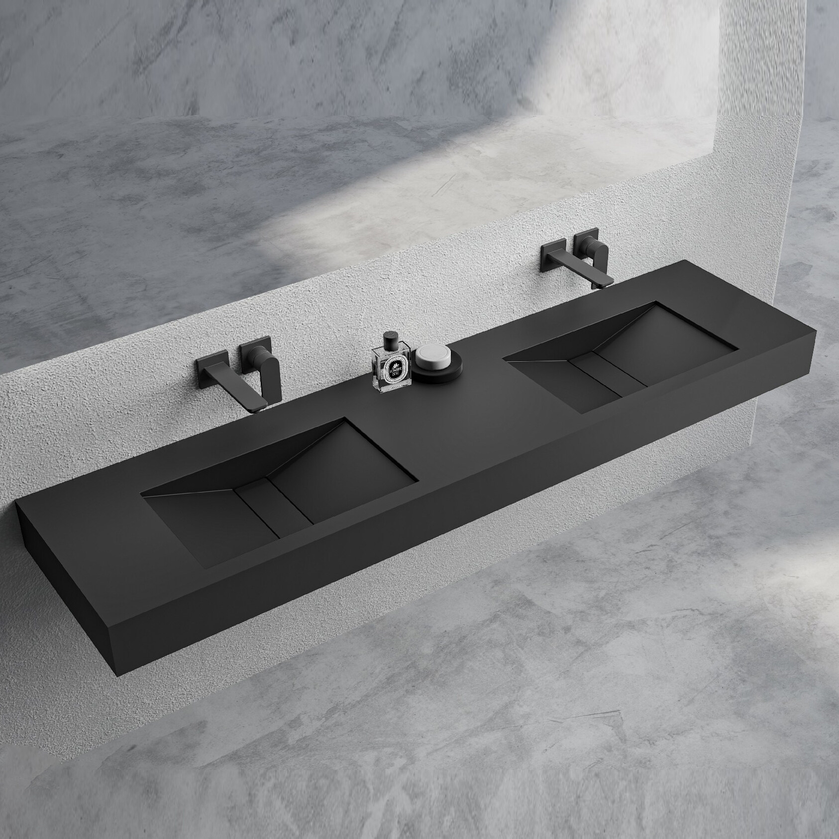Marble Stone Basin Double Sink Bathroom Sink Artificial Stone Hotel Sink Double Long Single Sink
