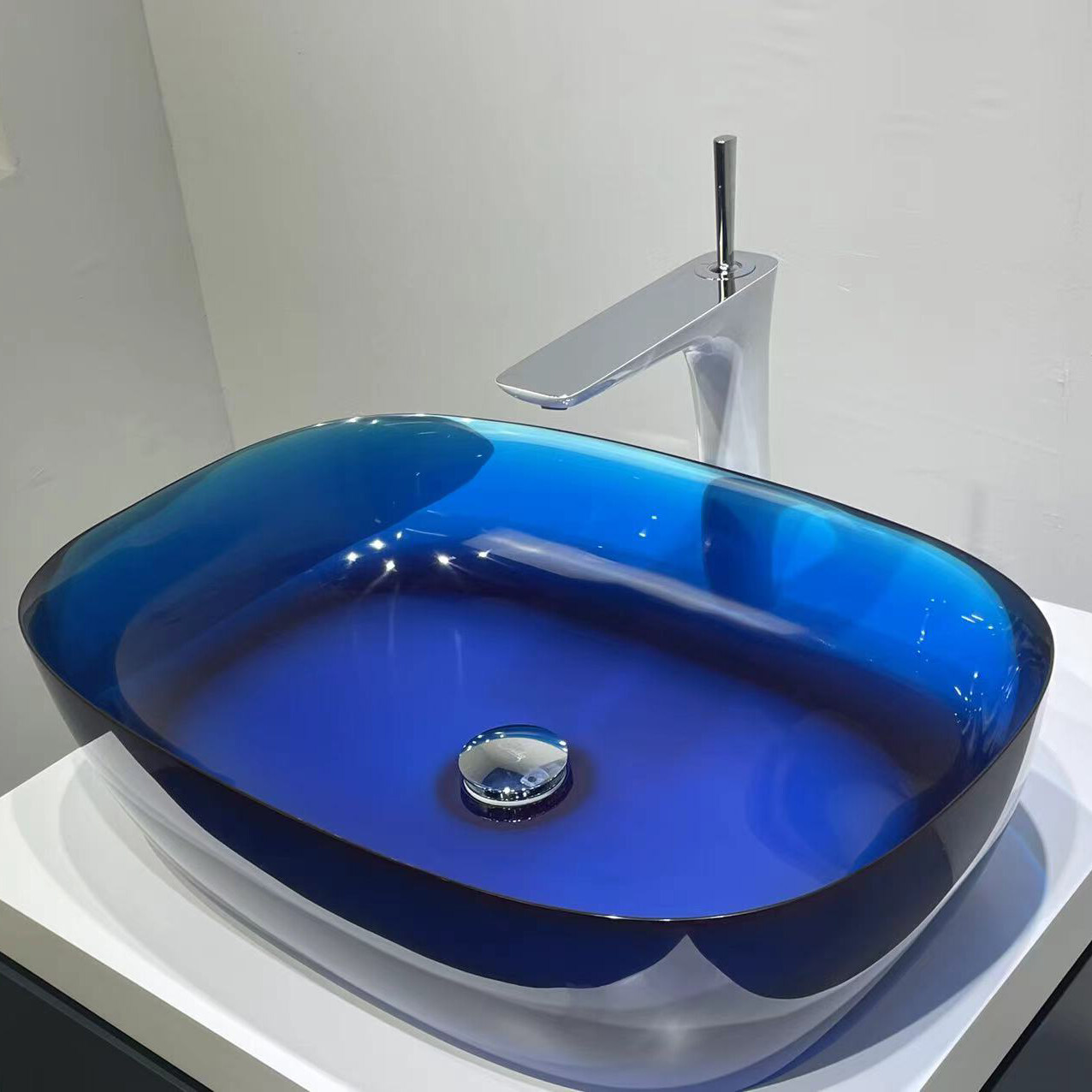 China Export Contemporary New Shape Color Wall Mounted Sink Pmma Resin Stone Wall Hung Basin