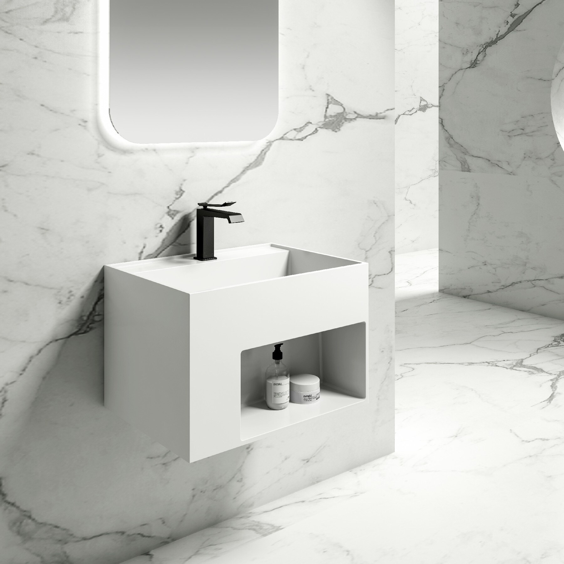 New Modern Bathroom Cabinet Vanity Bathroom Vanity Cabinet Carbon Fiber With Led Mirror And Basin Good Price