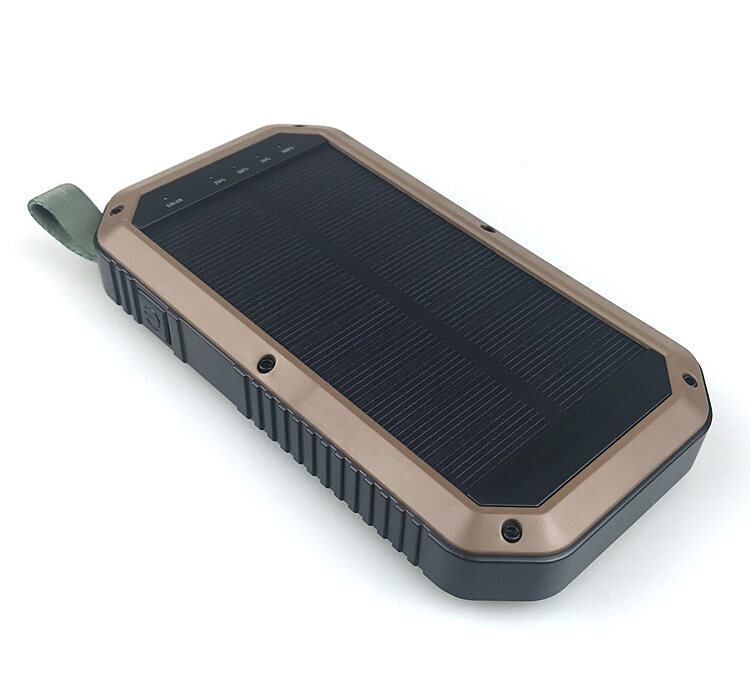 Fast Charger 10000mAh Solar Charger Power Bank With USB Cable with LED camping light.
