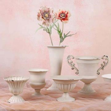 Retro White Metal Iron Goblet Vase Table Decor
