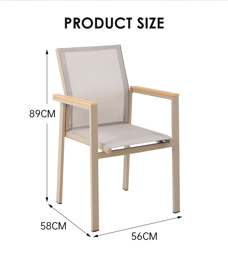 Size of stackable chair with arms