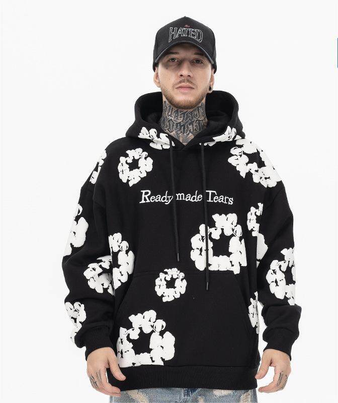 Heavyweight Oversized Men 3D Foam Print Puff Embroidery Hoodie