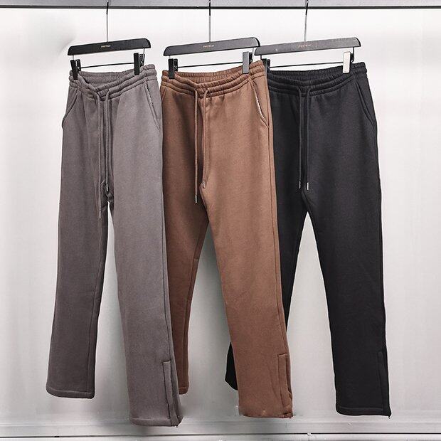 Plus-piled Thick Wide-leg Elasticated Rope Zipper Casual Men's Pants