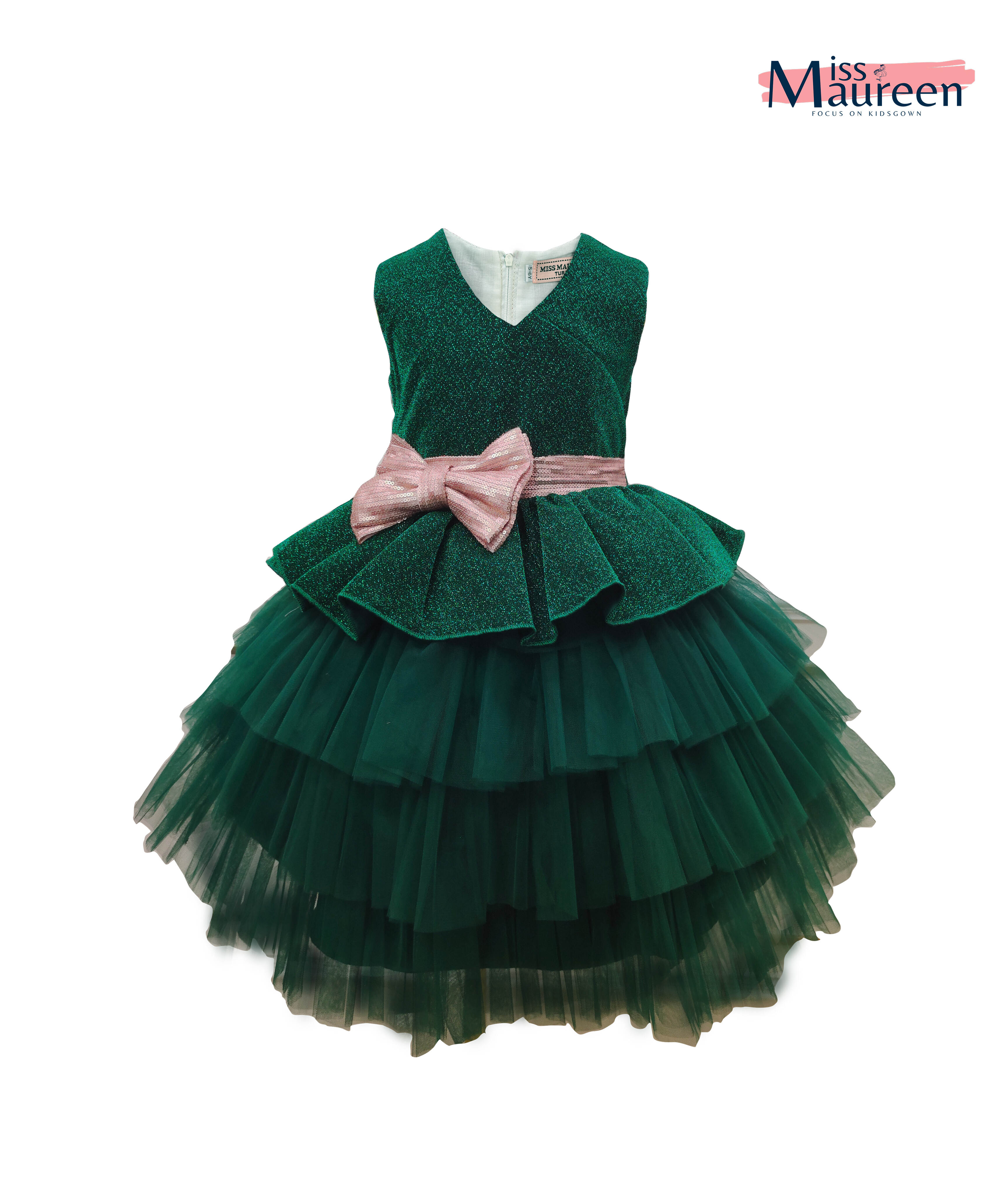 MissMaureen girls dress birthday shining fabric evening dresses tutu gown sequins belt