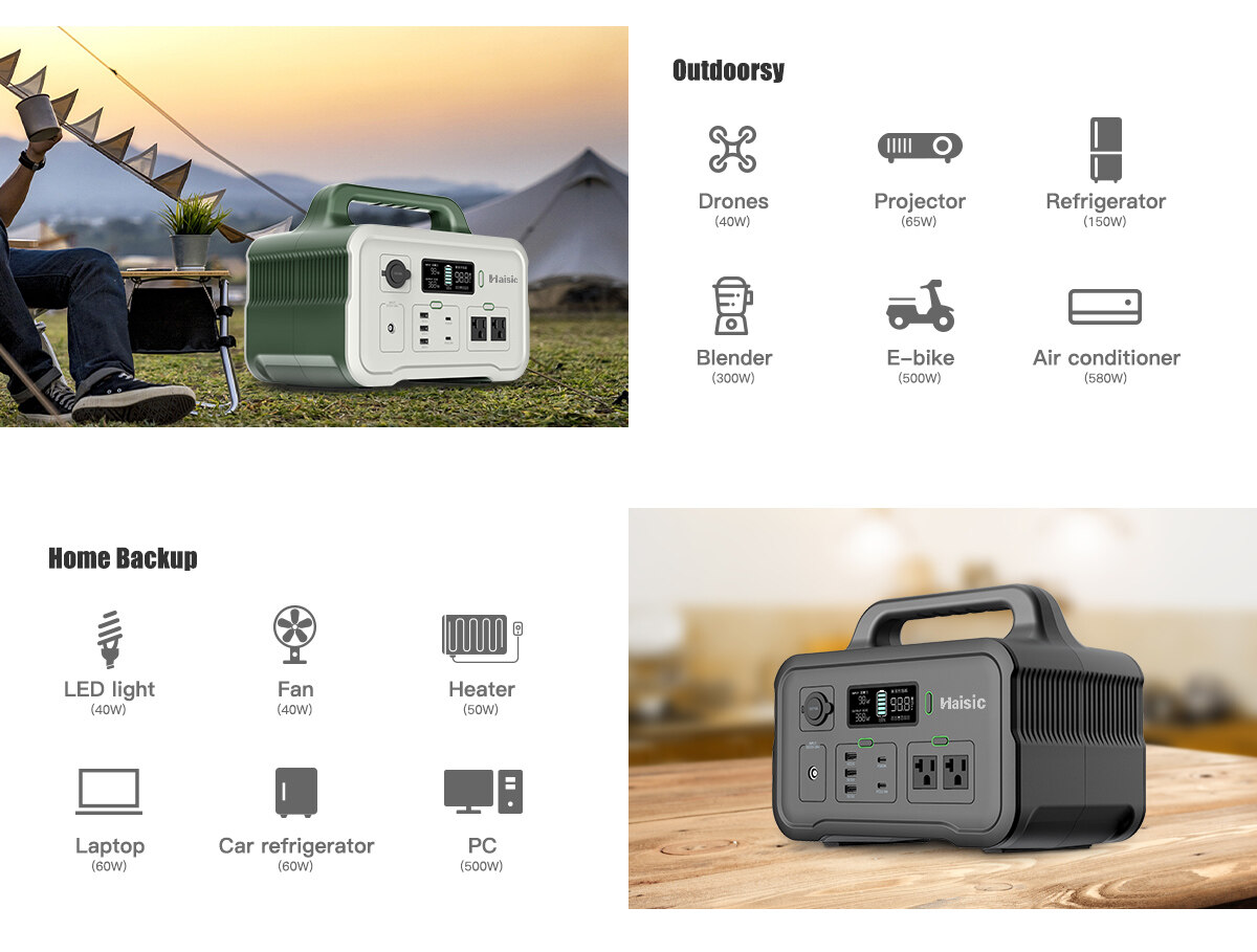 Portable Power Station With Solar Panel For Camping