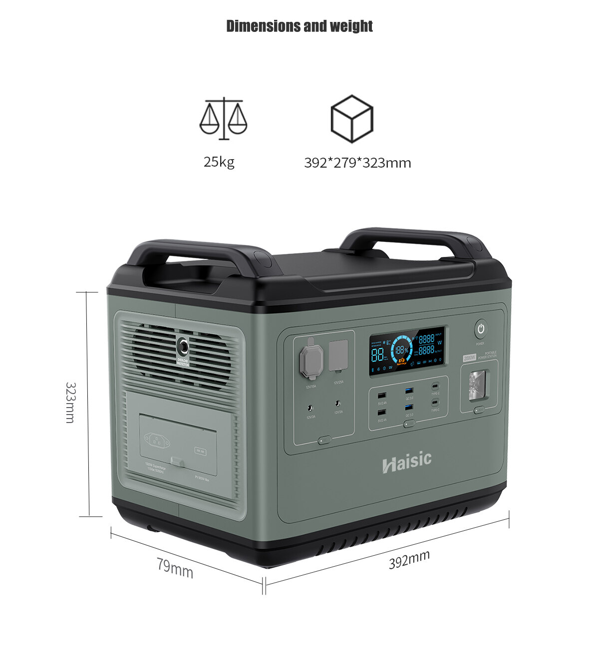 2000w portable power station dimensions and weight