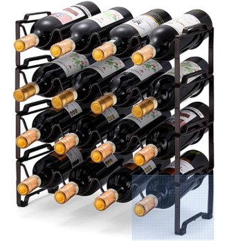 4-Tier Wine Rack with Storage Shelf