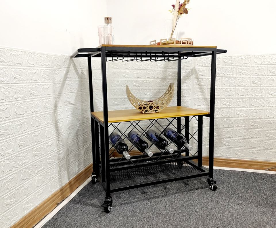 Serving Wine Cart with Silent Wheels