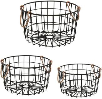 Set of 3 Mesh Washing Laundry Basket with Copper Handle