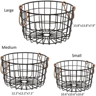 Set of 3 Washing Laundry Basket, collection of household, metal laundry basket, basket with copper handle, clothes collection basket