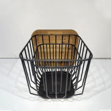Multi-functional Metal Iron Laundry Basket with Wood Top