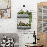 Galvanized Wall Hanging Flower Planter With Chain And Hook