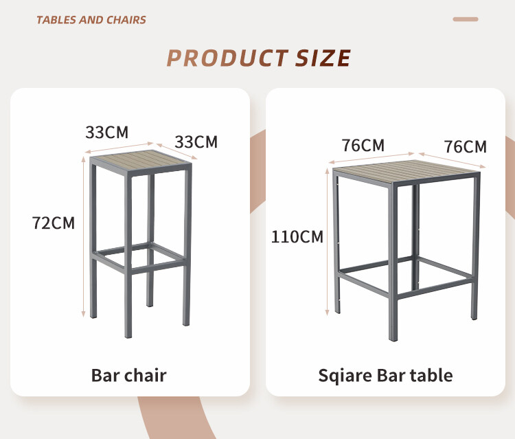 Size of polywood bistro table set