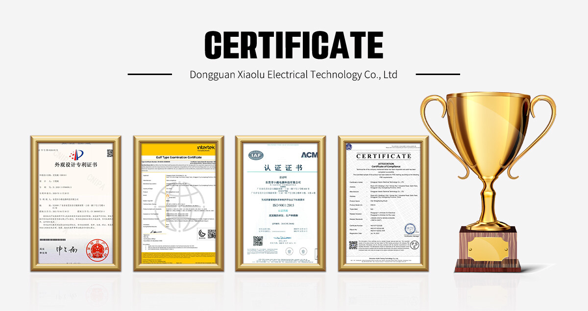 certificate from hair straightener manufacturers