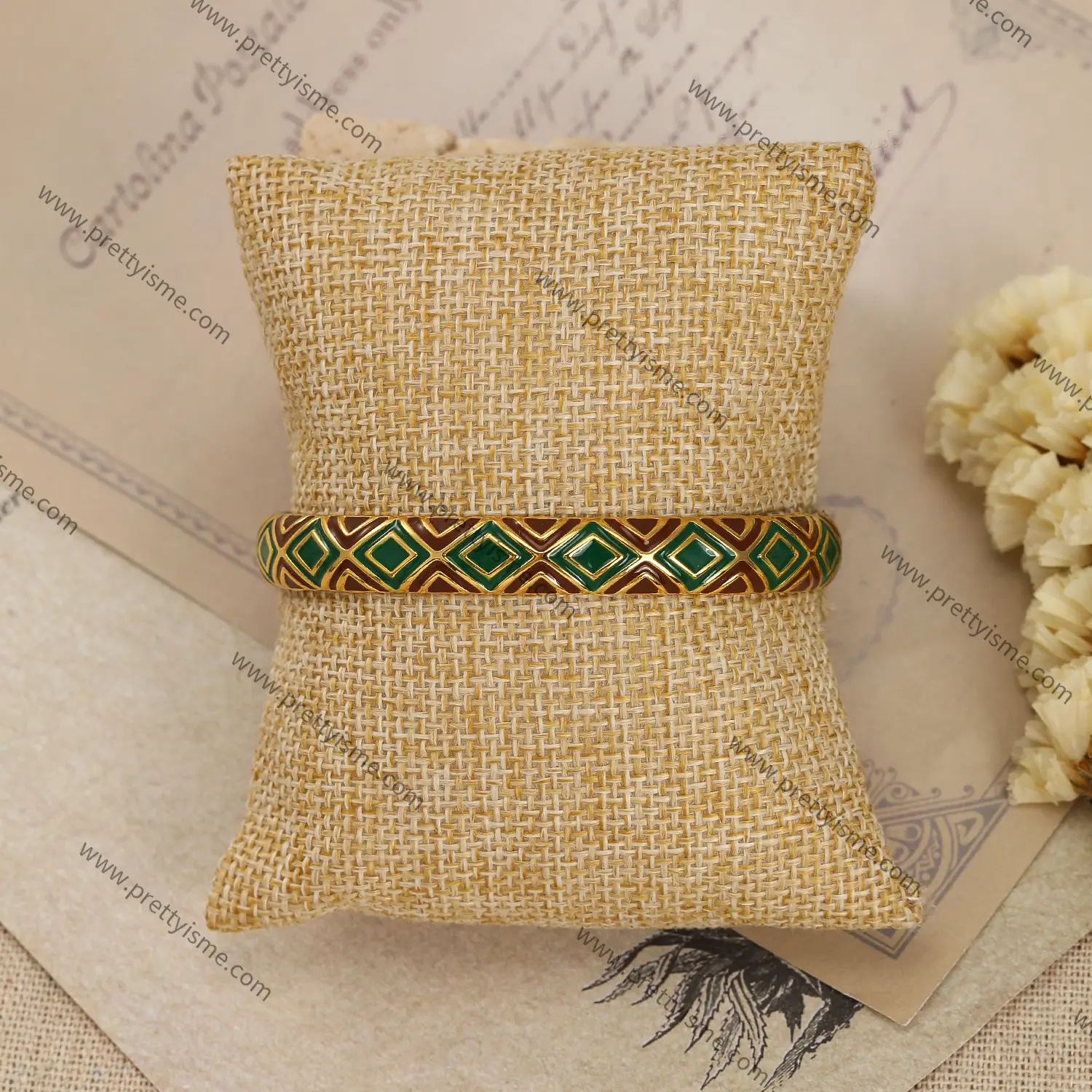 Pretty Is Me Collection Vintage Colorful Texture 18K Gold Vacuum Plated 316L Stainless Steel Enamel Epoxy Open Bangle Women (3).webp