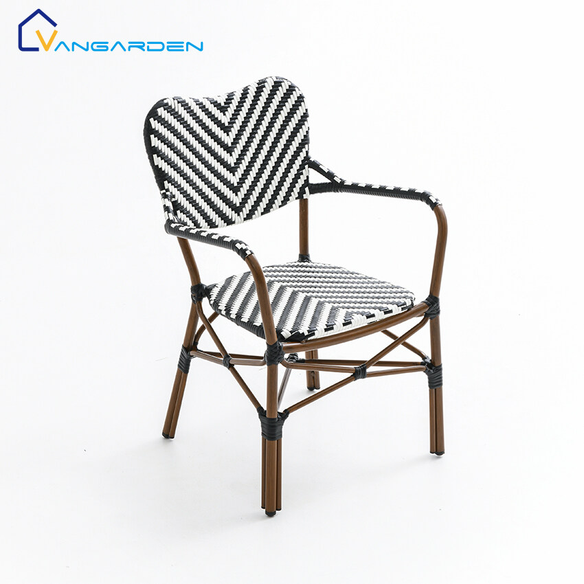 Wholesale Balcony Aluminium Rattan Bamboo Cafe French Bistro Chair Outdoor