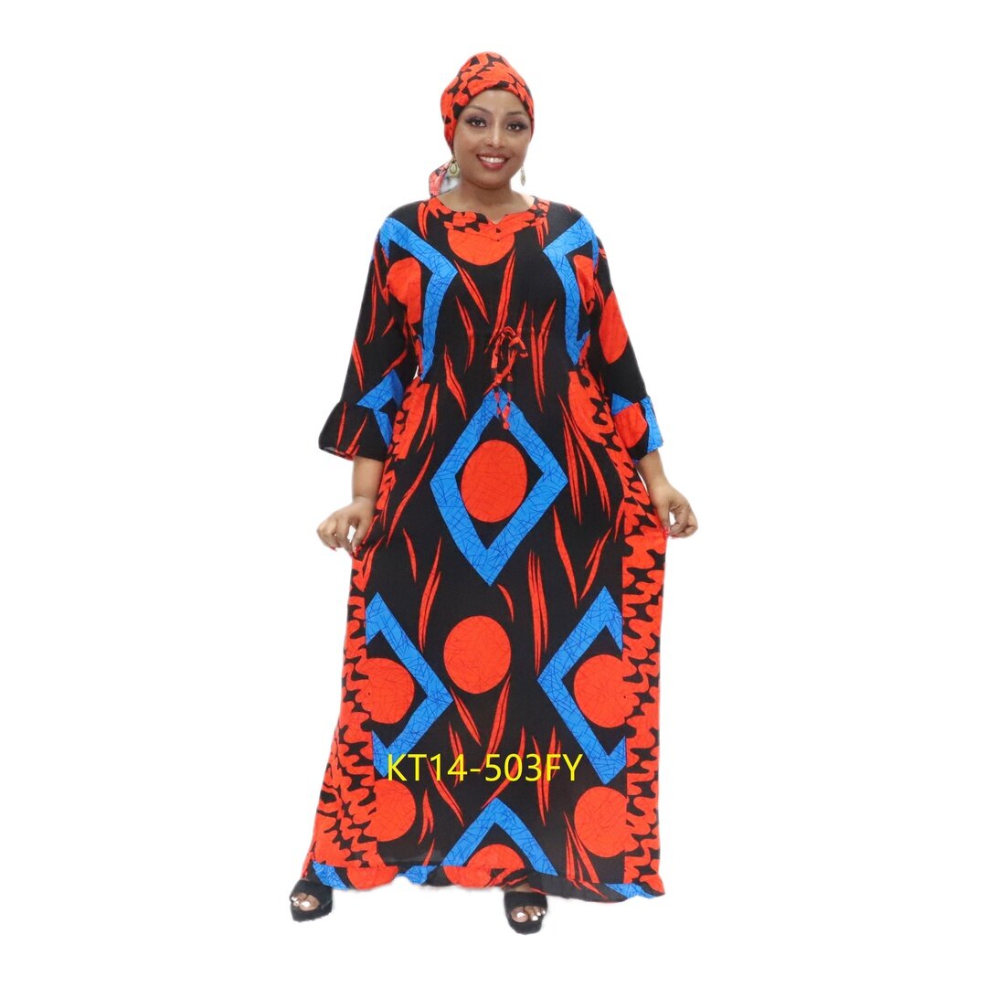 African round neck geometric prints office designs dresses for ladies