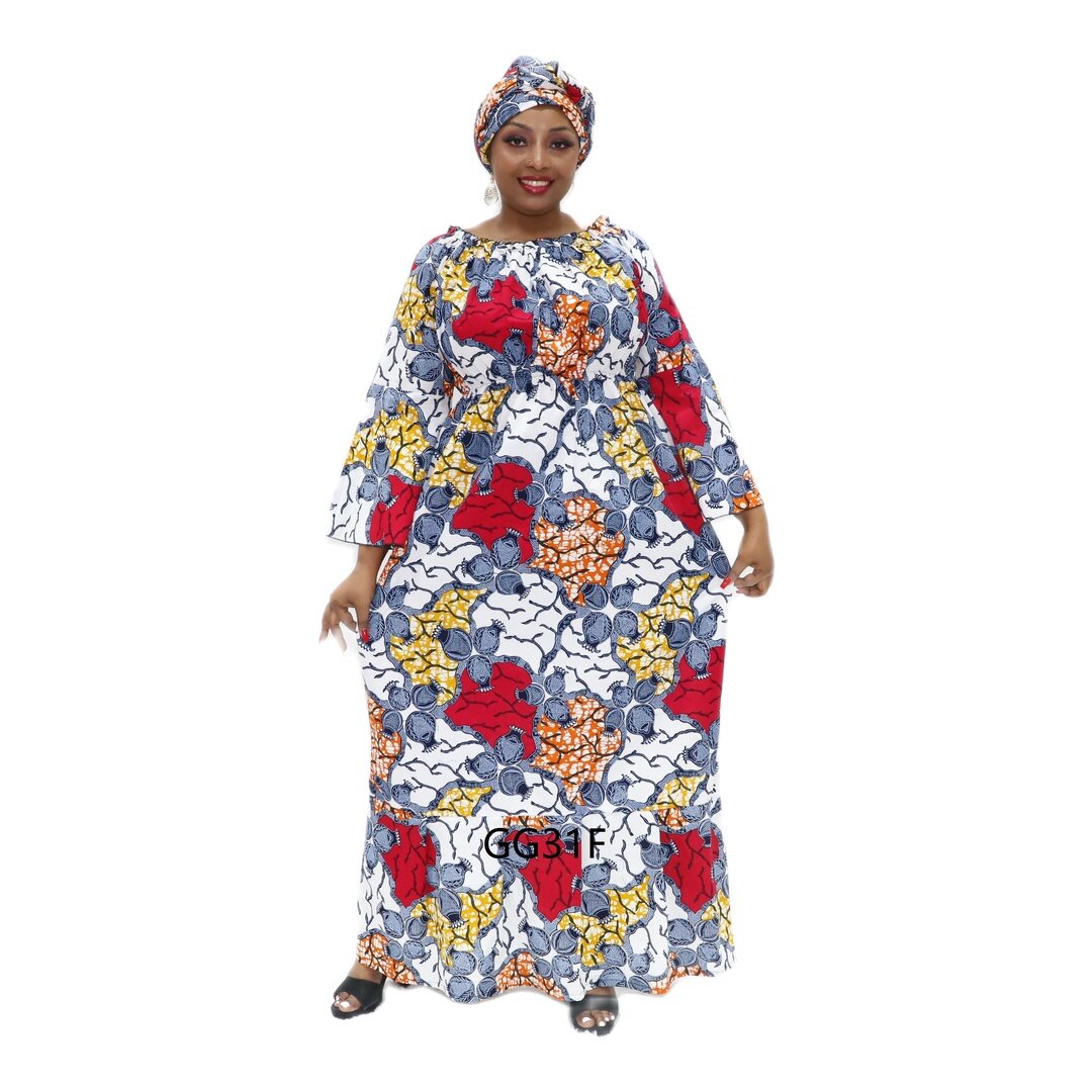 Wholesale african guinea brocade fabric, floral design long gown